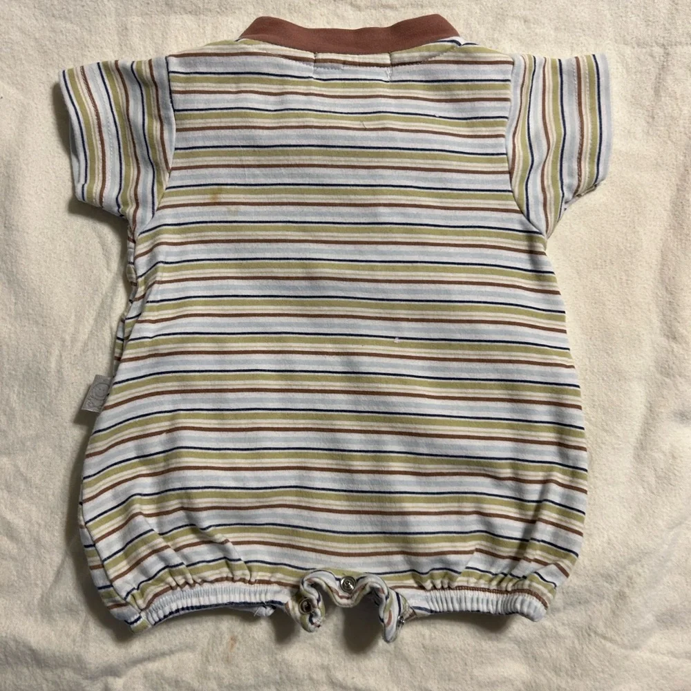 Striped Baby Romper with Monkey Patch‎